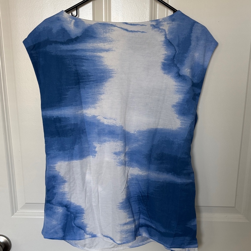 Alfani Blue and White Tie-Front Blouse - Picture 7 of 7
